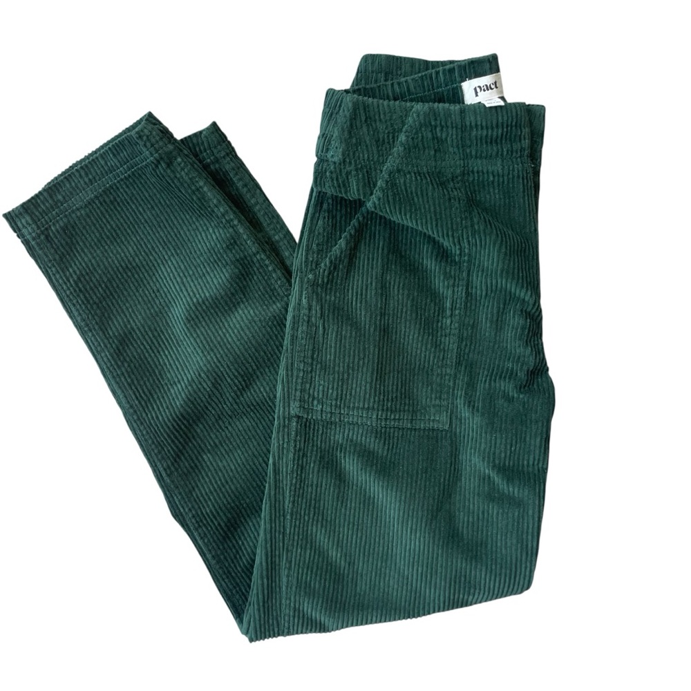 Pact Organic Cotton Classic Corduroy Pants Sz. S Forest Green High Rise Utility